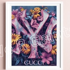 New York Yankees X Gucci Print 18x24 Yankees & Gucci Luxurious Floral Print